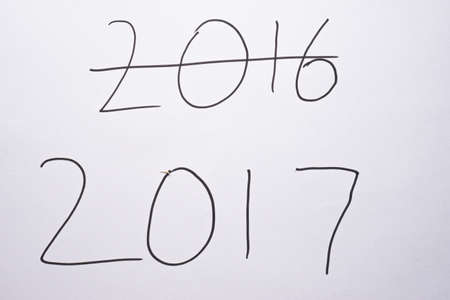 Paper Written New Year 2017 Change from 2016の写真素材