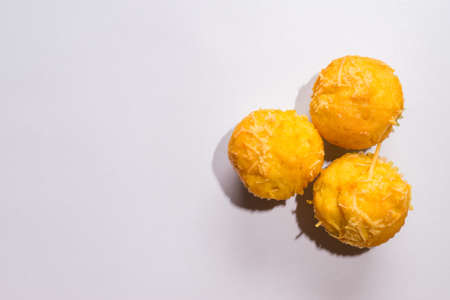 Tree Cheese Sweet Cupcake on White Backgroundの写真素材