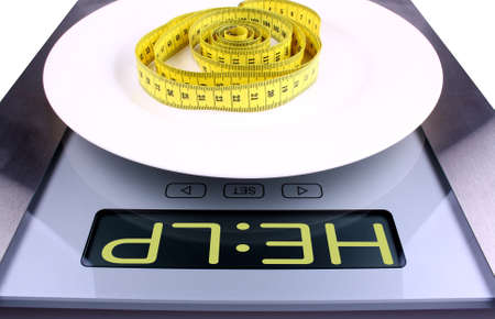 Weight concept  Digital scale with help ad, closeupの写真素材