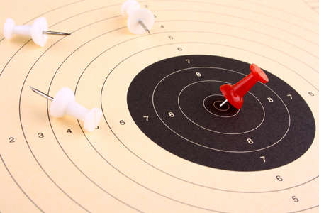 Business concept, target and win  Red and white pins, close up
