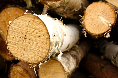 The core is sawn birch, as background, close up