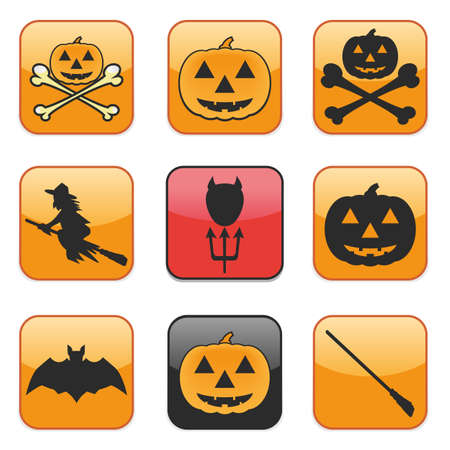 Nine Apps Icon for Halloween as vector illustration, close upのイラスト素材
