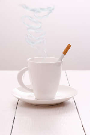 Cigarette smoke as text food, health concept, close upの写真素材