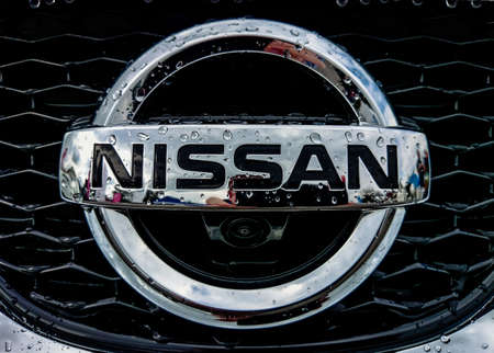 Germering Auto Show, September 20, 2015 Germany - Sunday, Nissan logoのeditorial素材