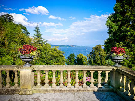 Antique terrace overlooking the lake Constanceの写真素材