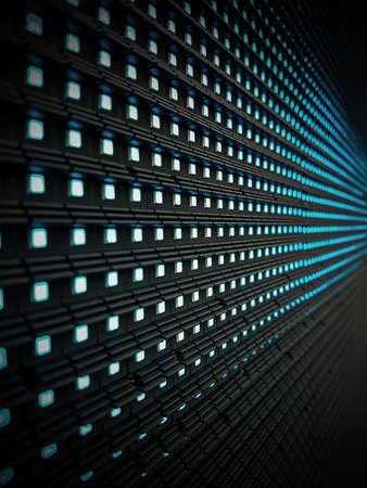 LED Billboard with blue light as background, close upの写真素材