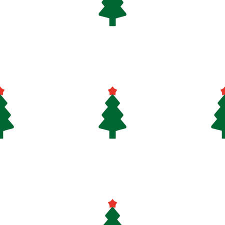 Green fir tree with red star as seamless vectorのイラスト素材