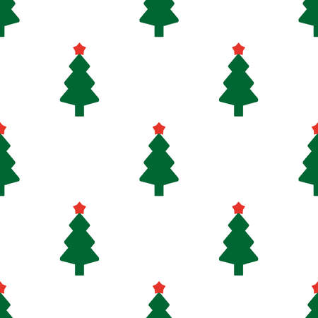 Green fir tree with red star as seamless vectorのイラスト素材