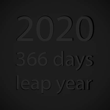 Leap year 2020 black grunge, illustration