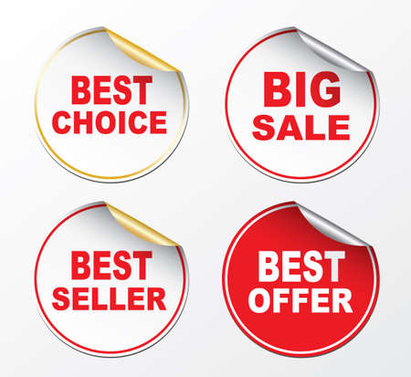 Stickers - big sale, bestseller,best choice, best offer. Vector.のイラスト素材