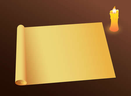 Background with old paper and a candle. Vectorのイラスト素材