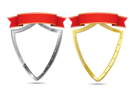 Shields and ribbon. Vectorのイラスト素材