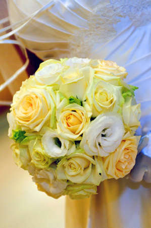 Roses ball type of wedding bouquetの写真素材