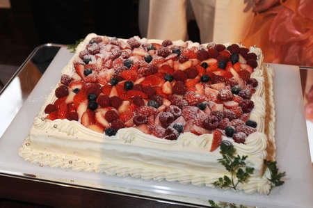 Cake raw cream cake at a restaurant weddingの写真素材
