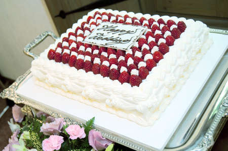Raw cake gorgeous graceful and elegant wedding cakeの写真素材
