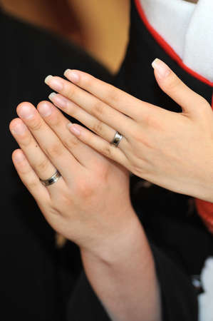 Kimono marriage, show off in front of bridal ringの写真素材