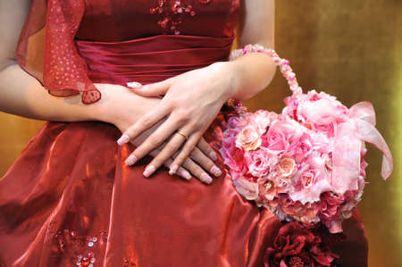 Marriage, bride lovely wedding bouquetの写真素材