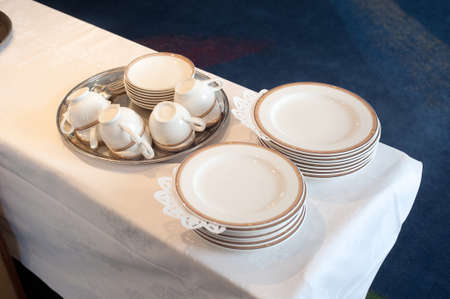 Elegant, tableware in the post-wedding receptionの写真素材