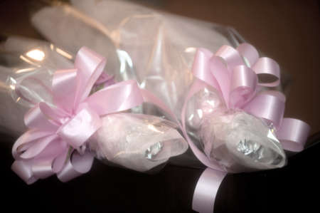 Pink bouquet ribbon for presentationの写真素材