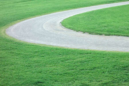 The paved promenade in the green beltの写真素材