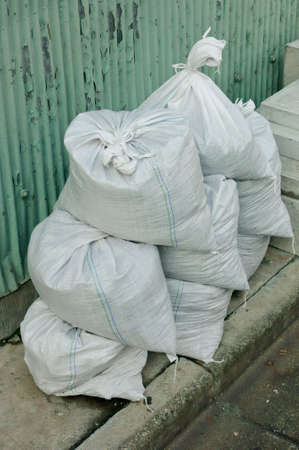 Several sand bags for disaster prevention