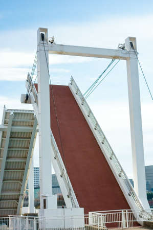 Closing and closing bridge of the harborの写真素材