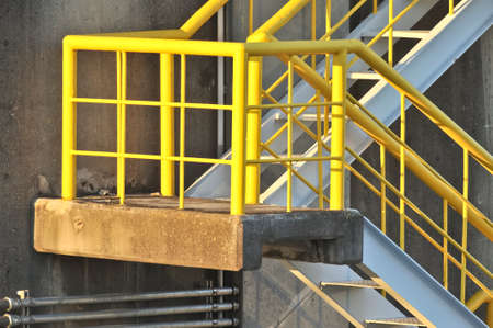 Railway emergency emergency staircase in flood gateの写真素材