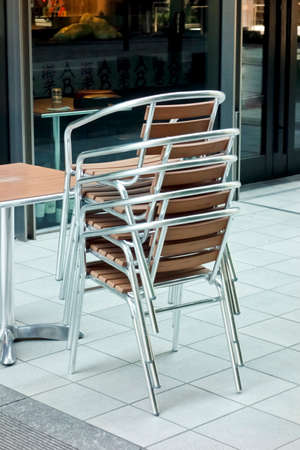 Stacked cafe chairs