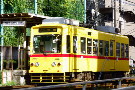 Toden Arakawa Line connecting Waseda and Minowa in Tokyoのeditorial素材