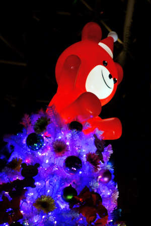 TOKYO-December 11, 2018: Tokyo Sky Tree Christmas Tree Light, Bear Bear. Tokyo Sky Tree in the background is a landmark plaza in recent years and also functions as a TV tower.のeditorial素材