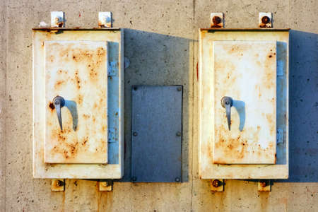 Antique box-shaped sluice bank distribution board