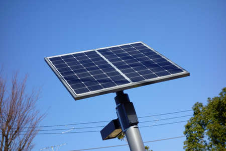 Solar panels of solar power shining in the blue sky