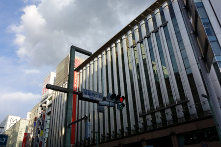 Tokyo Japan, January 14, 2018, near the Tokyo Ginza 4-chome intersection, a gorgeous building at Landmark Plazaのeditorial素材