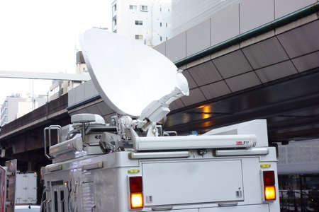 A news agency vehicle equipped with a TV tuner for broadcasting television