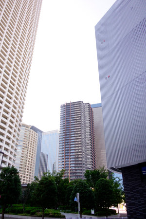 Shinjuku Tokyo, Japan, when you look up, the view of the Shinjuku skyscrapers competing against each other is dazzlingの写真素材