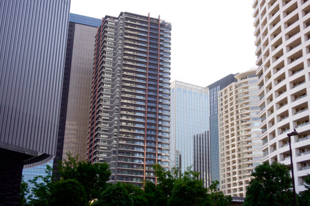 Shinjuku Tokyo, Japan, when you look up, the view of the Shinjuku skyscrapers competing against each other is dazzlingの写真素材