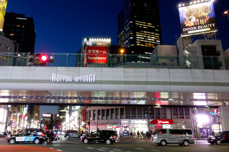 February 28, 2023, Tokyo Japan, Roppongi Crossing Landmark, World Famous Jianghua Districtのeditorial素材