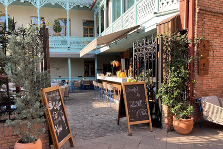 November 5, 2023, Georgia Tbilis, Retro Antiques, Restaurants with many rugs on the groundのeditorial素材