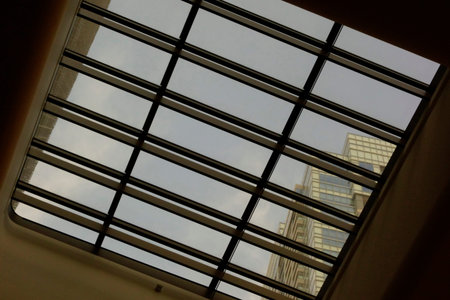 View of the surrounding area from a modern office building in Azabudai, Minato Ward, Tokyo.