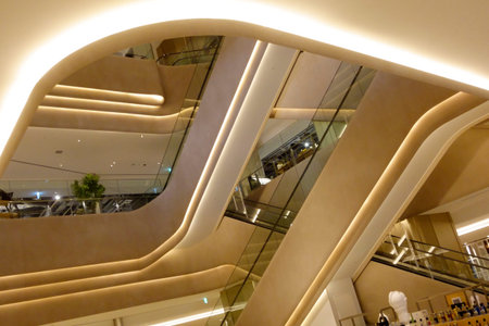Tokyo, Japan â€“ January 5, 2025: Luxurious interior of the modern architecture at Azabudai...