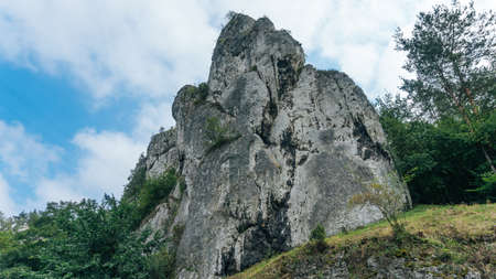 Rocky mountain on the background of sky and trees salanieの写真素材