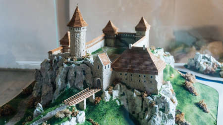 OJCOWICE, POLAND - SEP 03, 2016: Entering the ruins of the castle can be seen from a distance already Ojcowa located on a high rock on the right side of the road.のeditorial素材