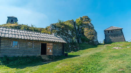 PODZAMCZE, POLAND - SEP 03, 2016: Mount Birow rises 461 m above sea level. It is one of the characteristic hills in the area of Podzamcze and Ogrodzieniec.のeditorial素材