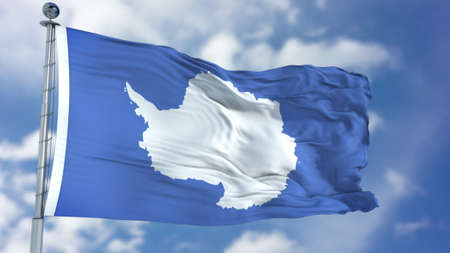 Antarctica Flag in a Blue Sky.