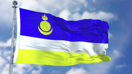 Buryatia Flag in a Blue Sky.の写真素材