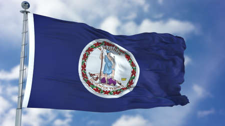 Virginia (U.S. state) flag waving against clearの写真素材