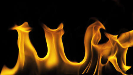 Fire flames on black background.