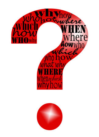 Red question mark on white background の写真素材