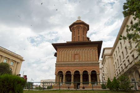 Bucharest, ROMANIA - June 28, 2015: Kretzulescu Church was built in 1720 in the Brancovenesc style and it is located on Victory Avenue- Calea Victoriei. BUCHAREST -June 28, 2015のeditorial素材