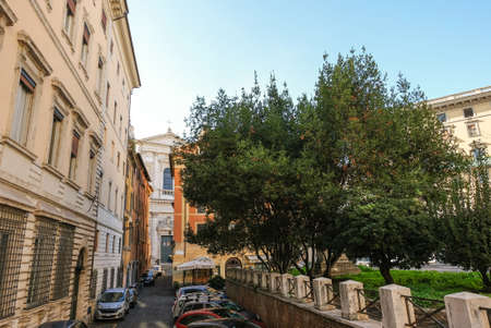 Street in Rome with view of San Giovanni dei Fiorentini Churchのeditorial素材